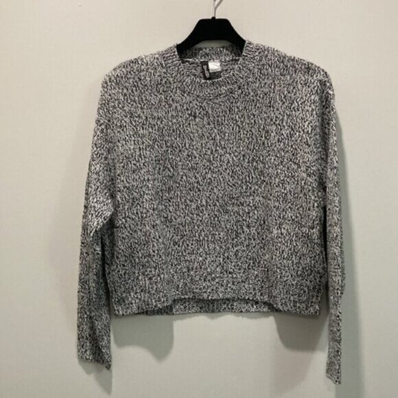 H&M Black Marbled Knit Crew Neck Sweater - Picture 3 of 11